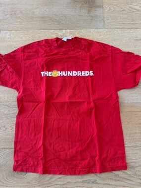 The Hundreds Red Crewneck with White Logo and Yellow Icon